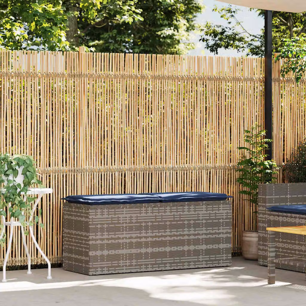 vidaXL Panca da Giardino con Cuscino Grigio 110x40x44 cm in Polyrattan