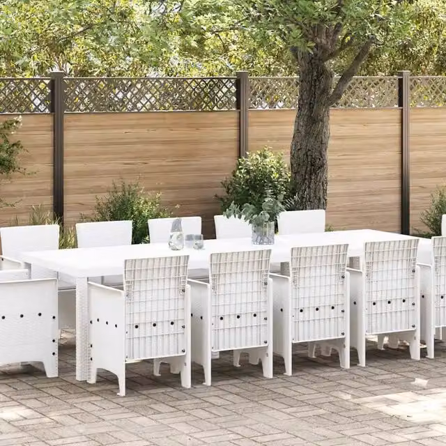 Set da Pranzo per Giardino 13 pz Bianco e Grigio chiaro 3378623