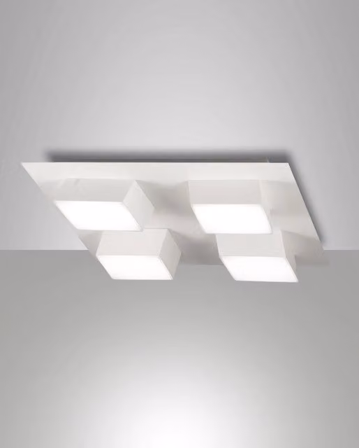 Plafoniera LED Quadrata Lucas di Fabas, Bianco, 48W, 4160lm, 3000K, Dimmerabile, Design Moderno IP20
