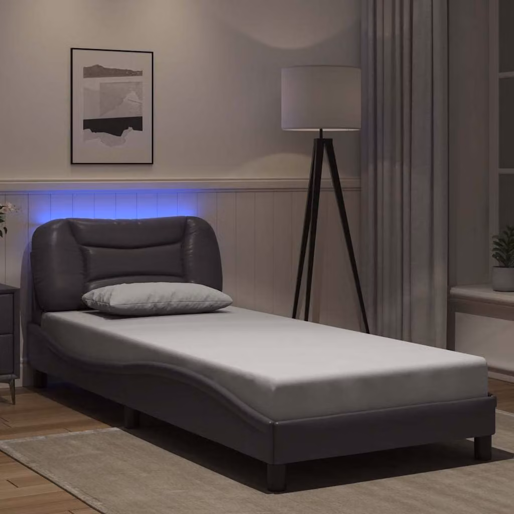 vidaXL Giroletto Hvar Grigio con LED e porta USB, L/P/H: 90 x 190 cm