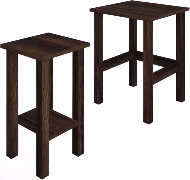 Set di 2 tavolini in legno "Gina 2" - 45 x 45 x 60 cm - Marrone
