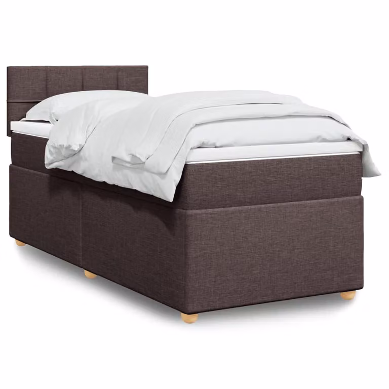 vidaXL Giroletto a Molle con Materasso Ibrido in Tessuto Marrone e Bianco, L/P/H: 90 x 200 cm