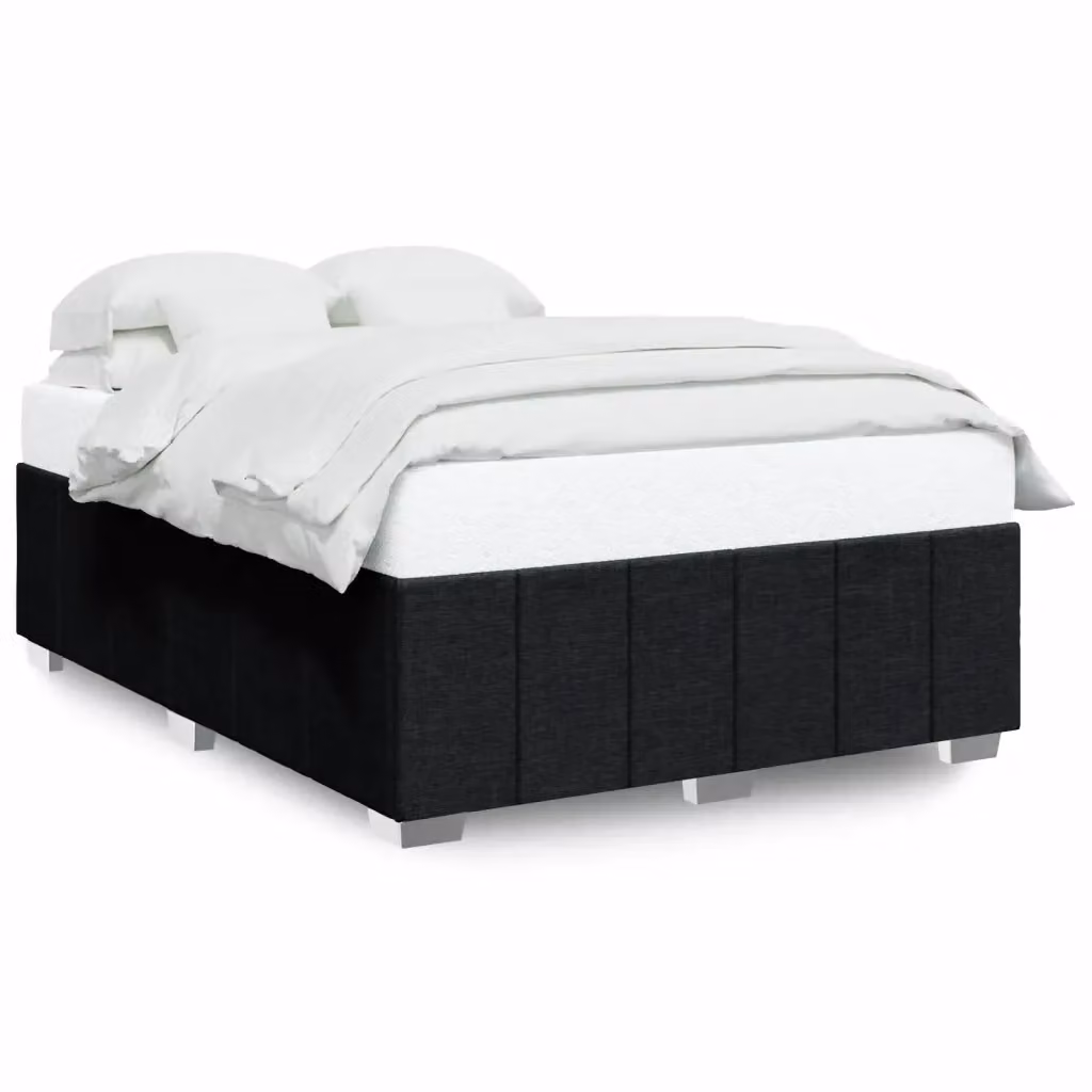 Giroletto vidaXL in tessuto nero con struttura in legno e doghe, L 160 cm x P 200 cm – 2
