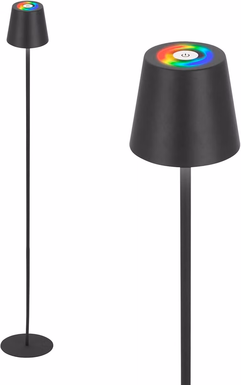 Briloner Coloris RGBW Lampada da terra LED senza fili, dimmerabile, touch, antracite