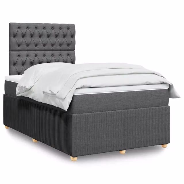 Giroletto a Molle con Materasso Grigio Scuro 120x190cm Tessuto 3292003