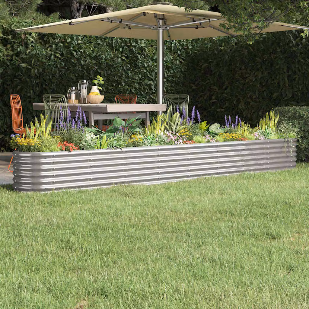 Letto rialzato da giardino vidaXL in acciaio zincato argento L: 332 cm, P: 40 cm, H: 36 cm