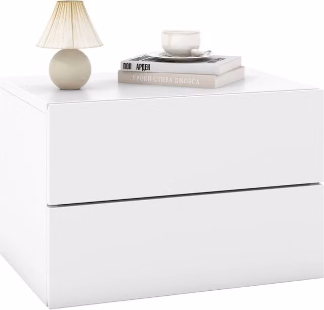 Set di 2 comodini sospesi con cassetti moderni in bianco opaco