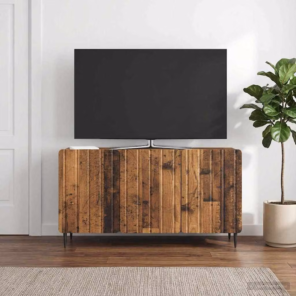 Mobile TV vidaXL moderno in legno marrone con ruote L 99 cm, P 34,5 cm, H 52 cm