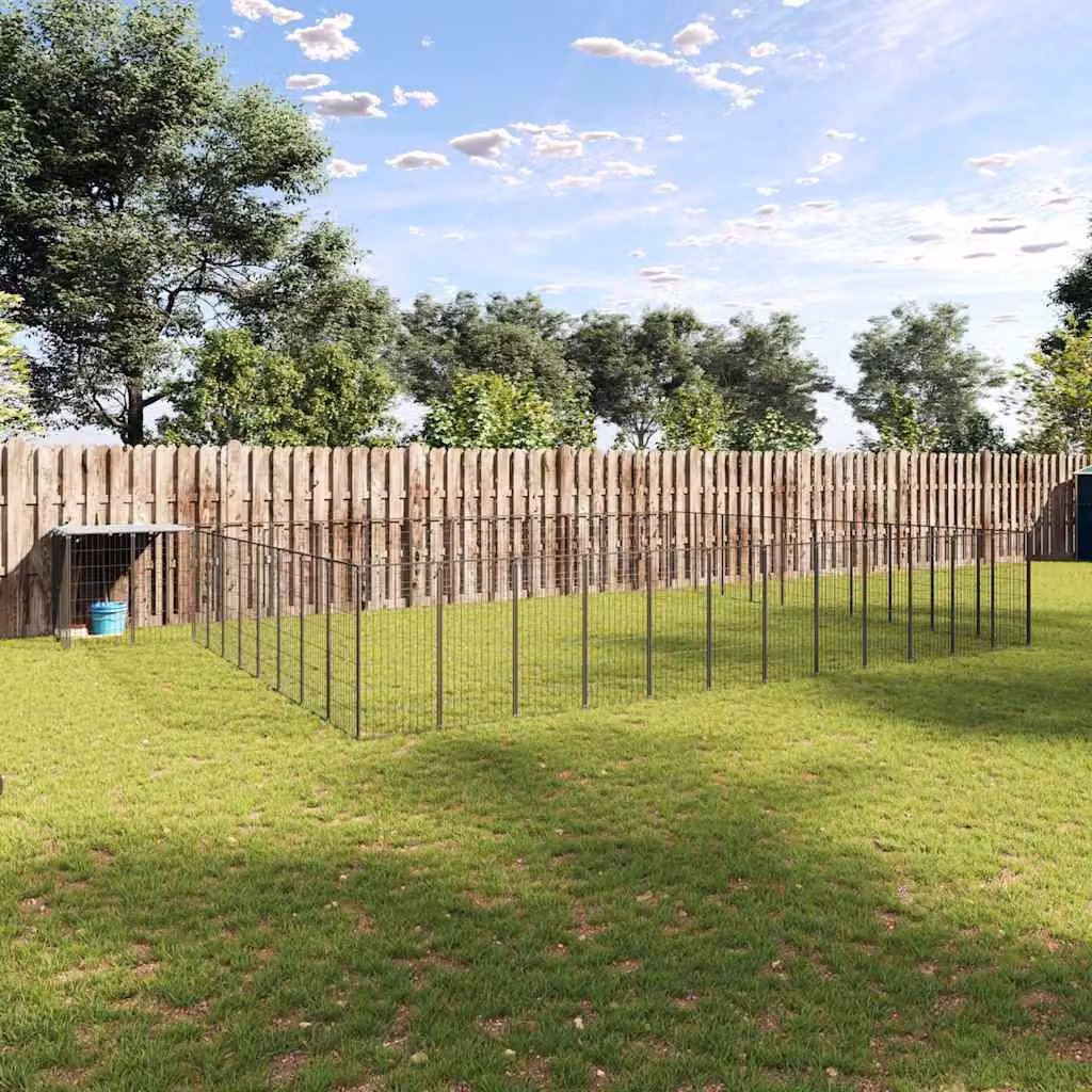 vidaXL Gabbia per Cani in Acciaio Nera e Argento per Giardino