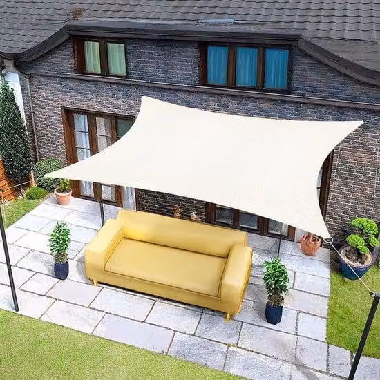 Telo ombreggiante rettangolare 4x5 m color crema, telo impermeabile con protezione UV al 95% per esterni, giardino e terrazza