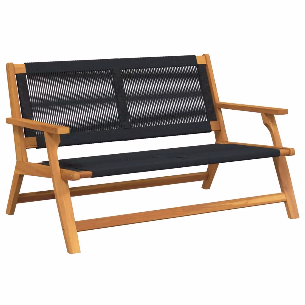 Arredamento da giardino moderno in legno di acacia nero e marrone con braccioli L/P/H: 122 x 78 x 73 cm – 2