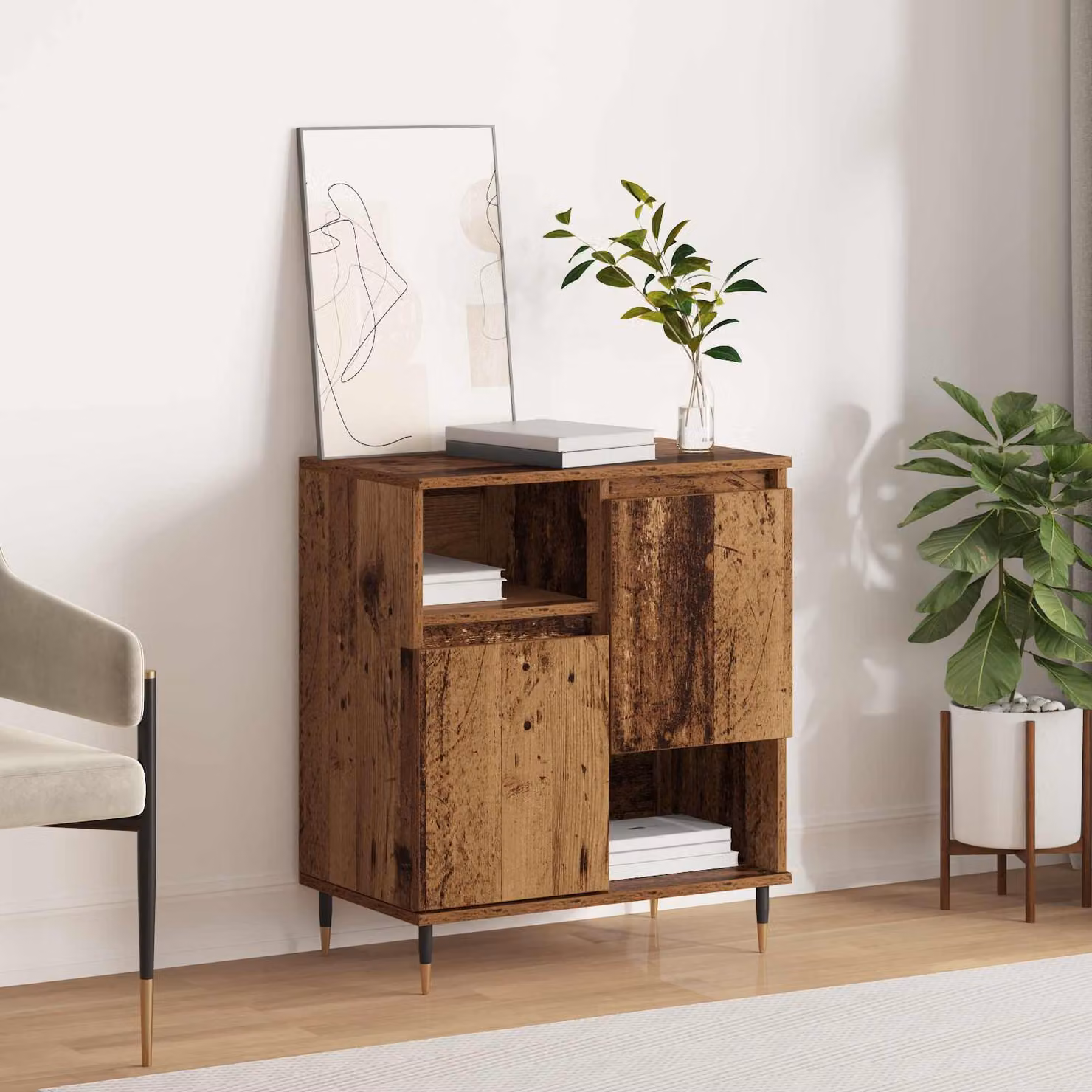 Credenza moderna vidaXL in legno color marrone L: 60 cm, P: 35 cm, H: 70 cm