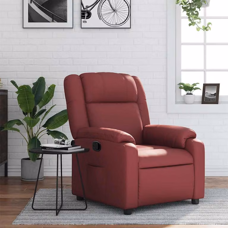 vidaXL Poltrona Reclinabile Relax in Similpelle Rossa con Braccioli e Reclinazione Manuale