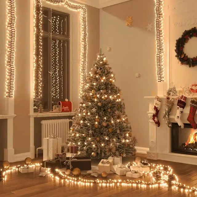 Stringa di luci LED vidaXL per Natale, colore bianco caldo e verde, con cavo in PVC e rame, collegabile