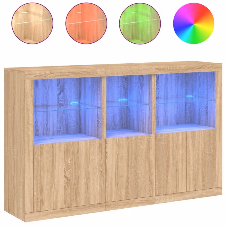Credenza con Luci LED Rovere Sonoma 162x37x100 cm