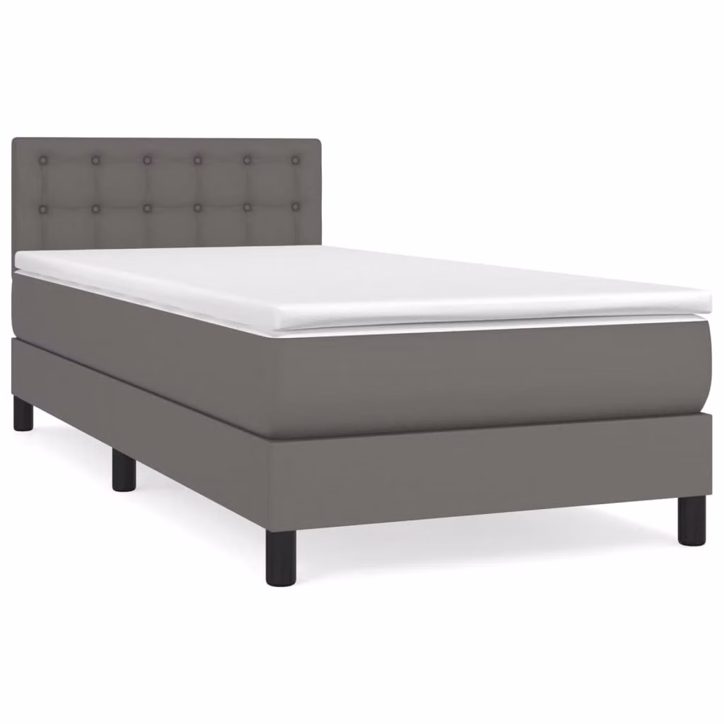 Giroletto a Molle con Materasso Grigio 90x190 cm in Pelle finta