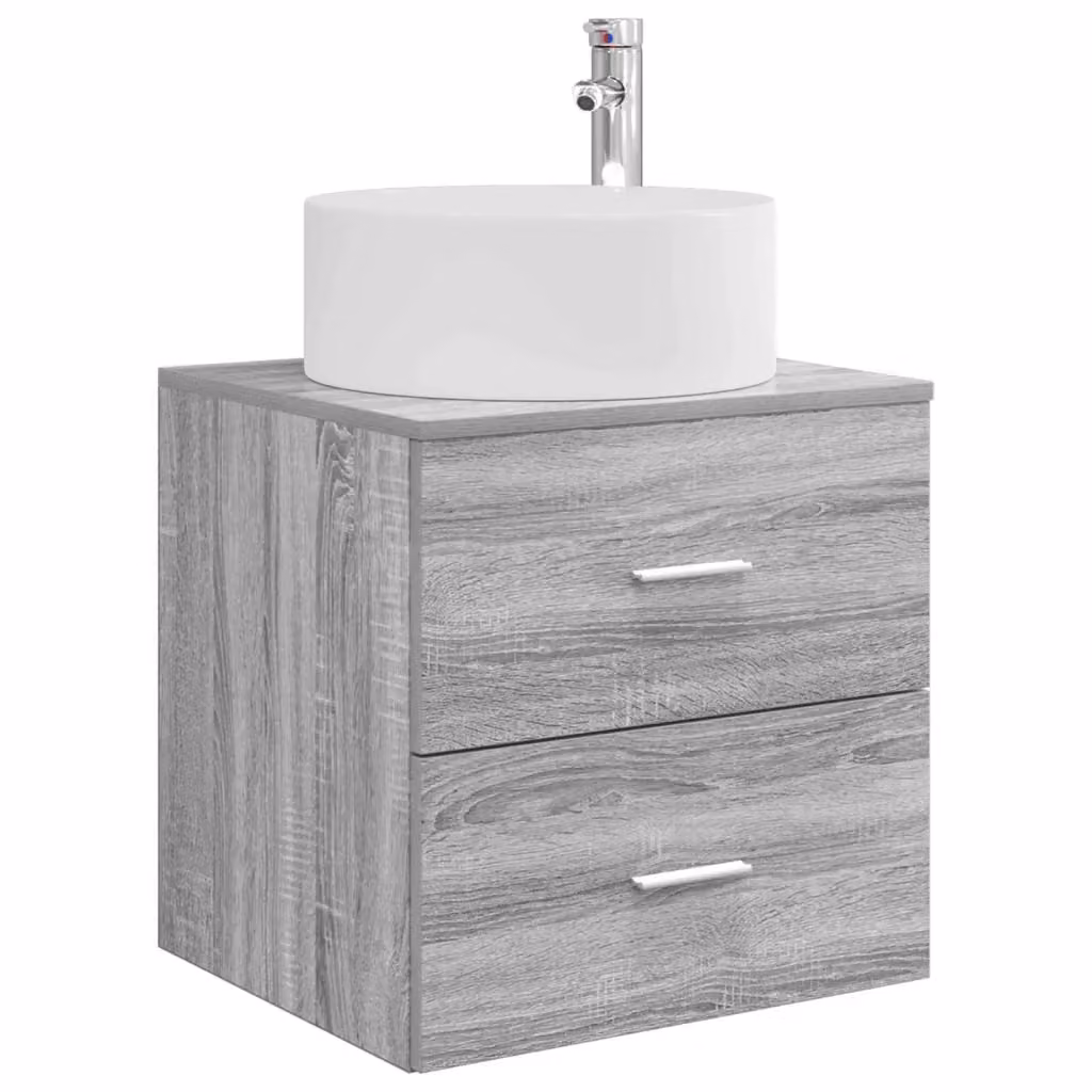Mobile Lavabo da Parete Moderno vidaXL Grigio e Argento L: 49,5 cm, P: 44,5 cm, H: 65,5 cm – 2