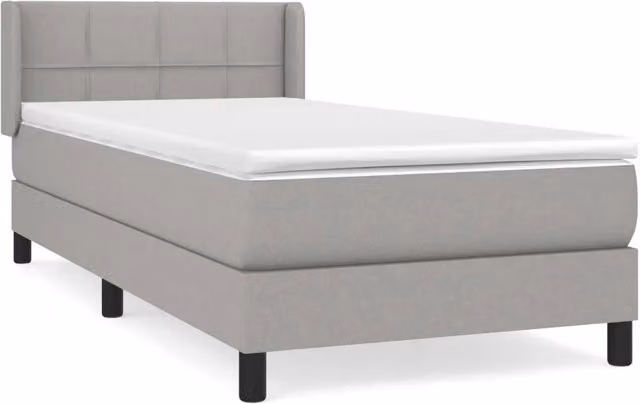 Letto singolo | Letto per adulti | Giroletto a Molle con Materasso Grigio Chiaro 90x200 cm Tessuto