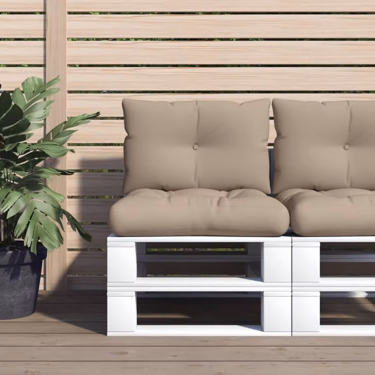 vidaXL Set di 2 Cuscini per Pallet Rettangolari in Poliestere, Colore Grigio/Beige, L/P/H: 61,5 x 60 x 10 cm