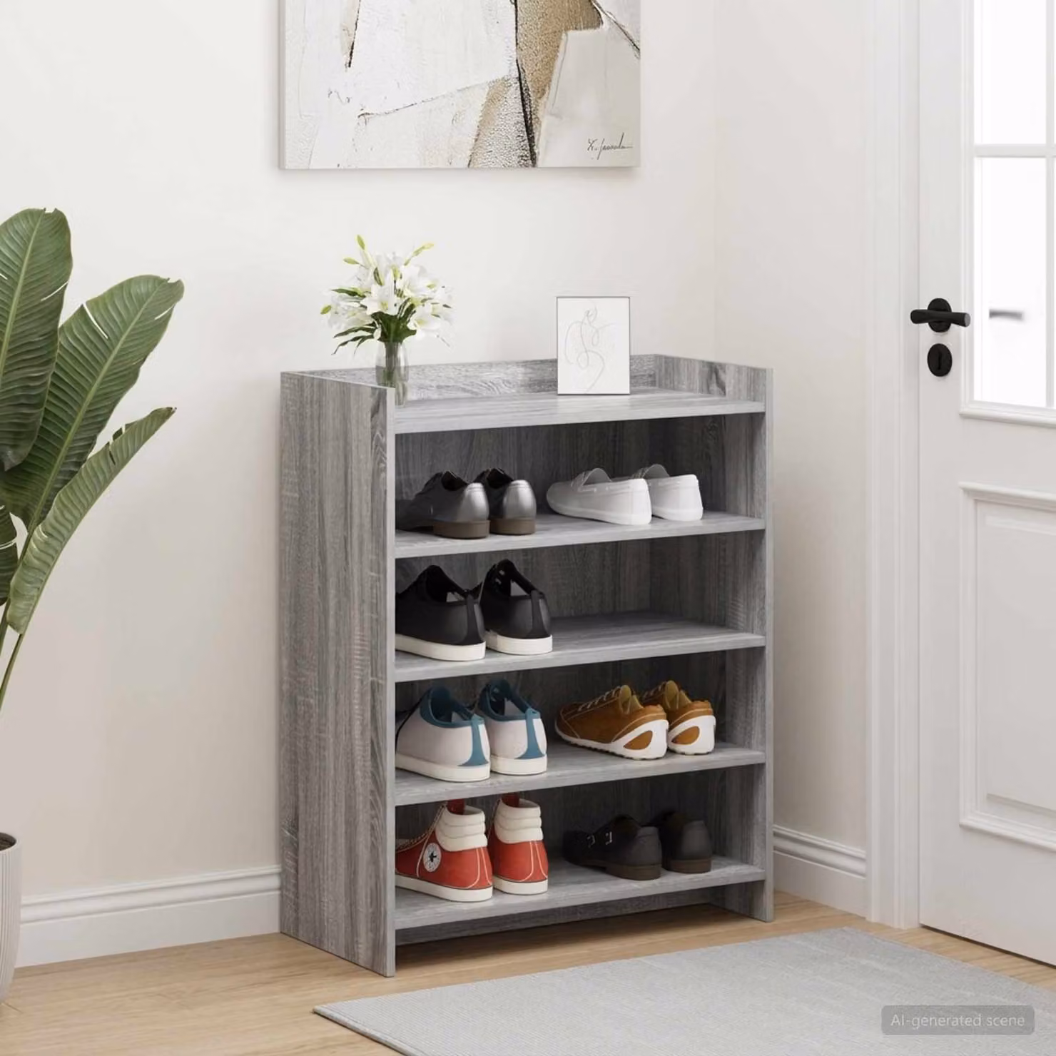 Scarpiera mobile moderna vidaXL grigio con ripiani piatti L: 73,5 cm, P: 36 cm, H: 92 cm