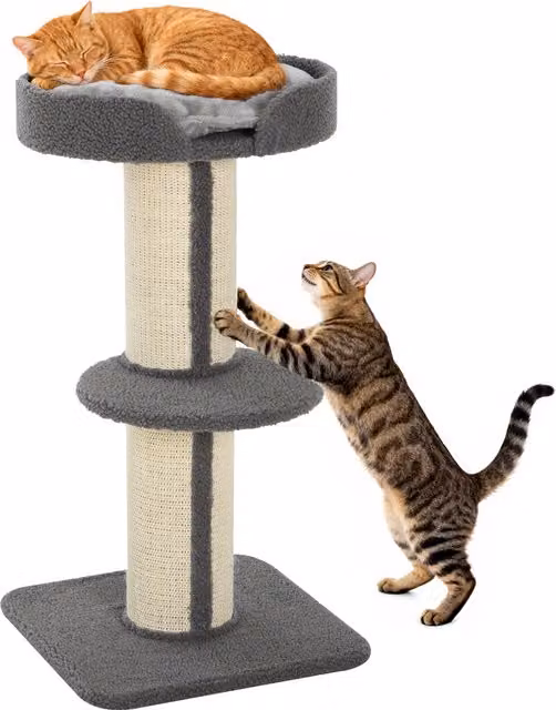 Albero per gatti PawHut con tiragraffio in sisal, amaca e cuscino, colore grigio, Altezza: 81 cm