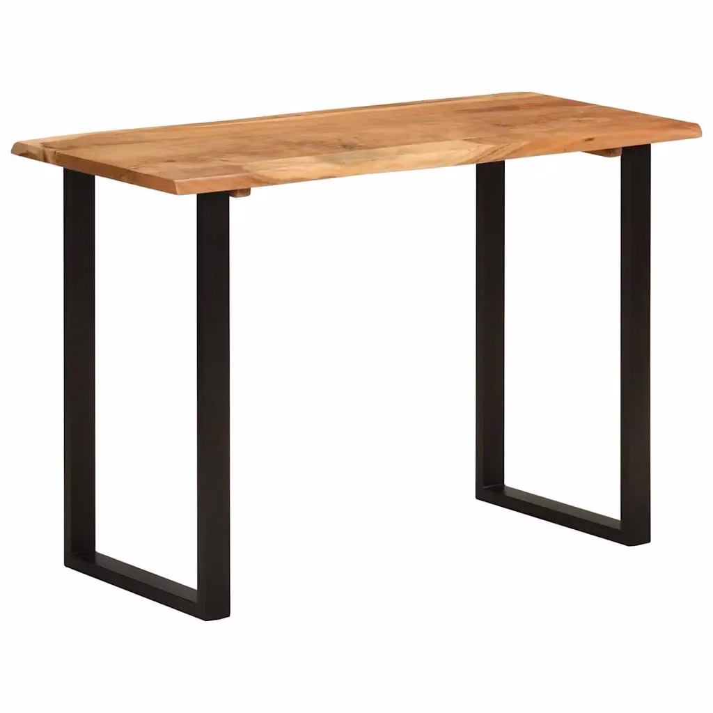Tavolo da pranzo rettangolare in legno di acacia e metallo stile industrial vidaXL, L: 110 cm, P: 50 cm, H: 76 cm, marrone e nero – 2
