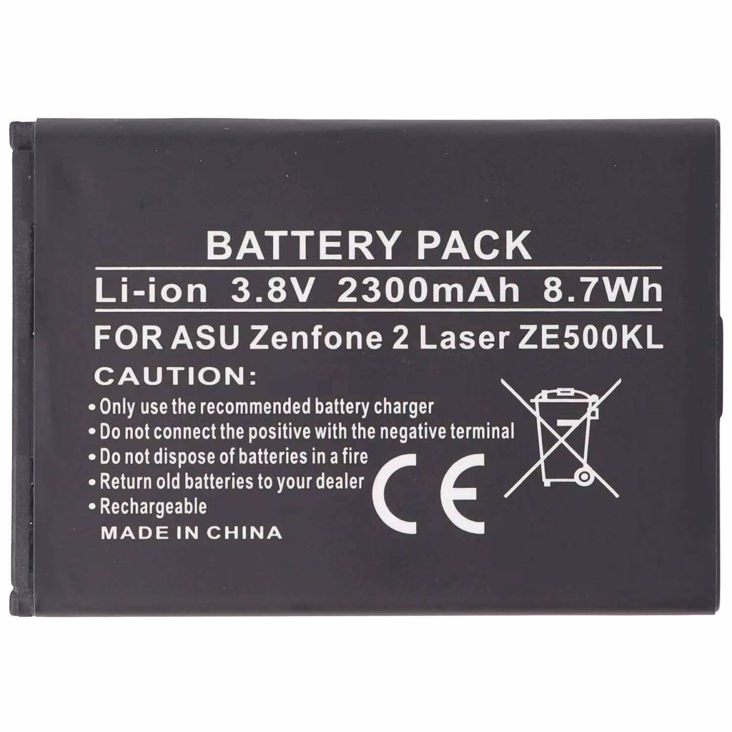 Batteria adatta per Asus Zenfone 2 Laser ZE500KL, Li-Ion, 3,8V, 2300mAh, 8,7Wh