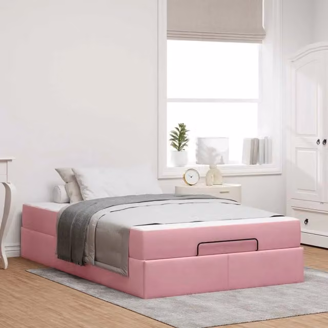 Struttura letto con materasso 2 pz Rosa Velluto 3399563