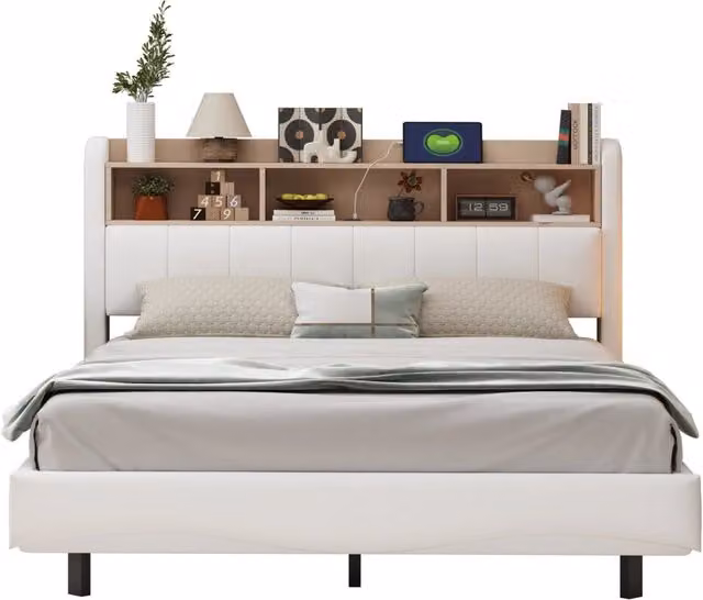 Letto 160x200 cm in velluto grigio con 4 cassetti， LED e USB-C， senza materasso