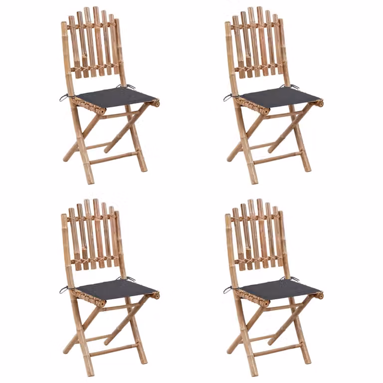 set da pranzo da giardino da 5 pezzi con cuscini Bambù pieghevole