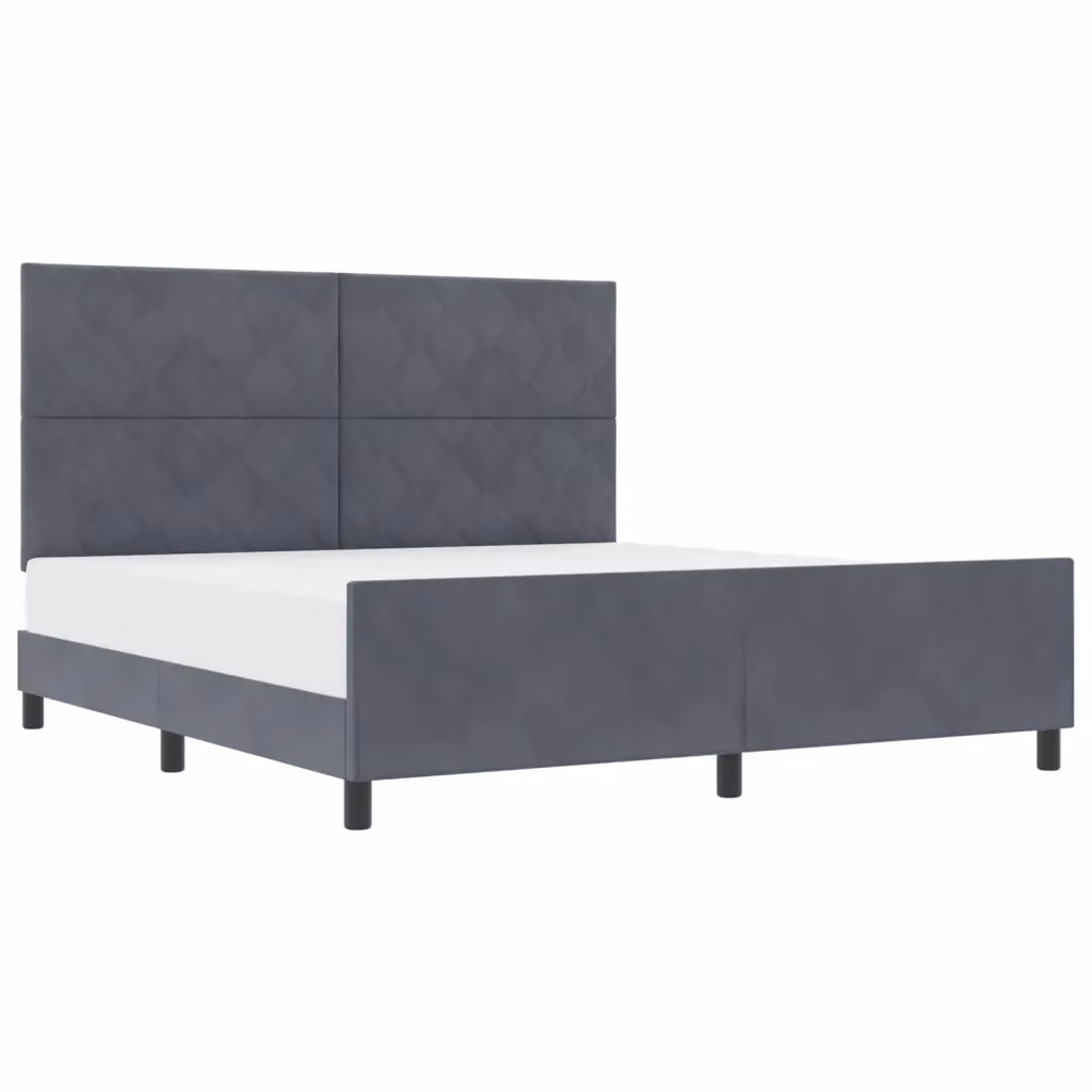 Letto a molle con testiera in velluto grigio vidaXL L/P: 180 x 200 cm – 2