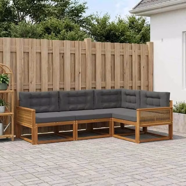 Set di divani da esterno 4 pz Naturale e Antracite 3382530