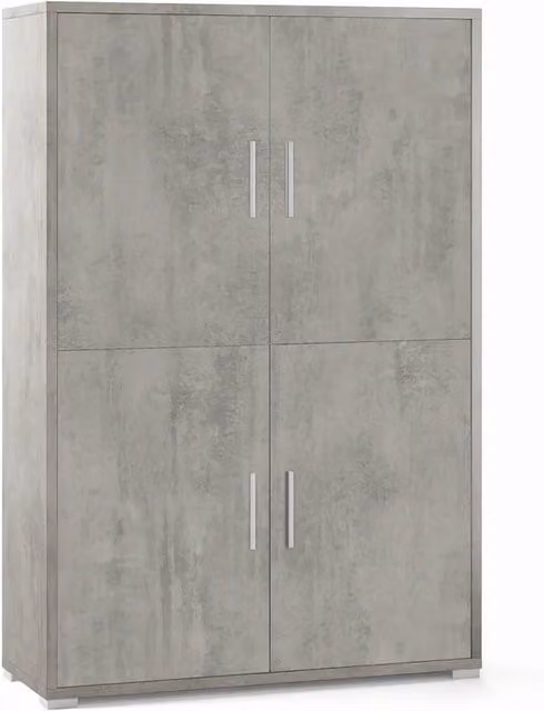 Armadio mobile 4 ante 108x41x161H cm in kit di montaggio colore Cemento