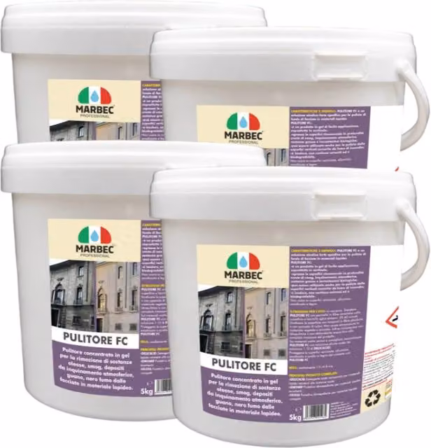 Pulitore per facciate Marbec a base acquosa bianco confezione da 4 x 5 kg