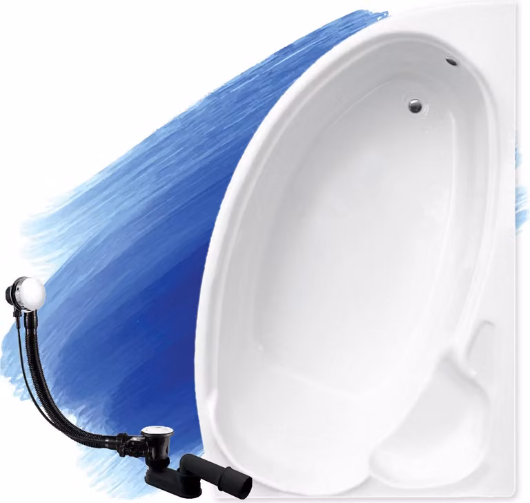 BADLAND vasca angolare Finezja RIGHT 170x110 con set di scarico e piedini GRATIS senza rivestimento