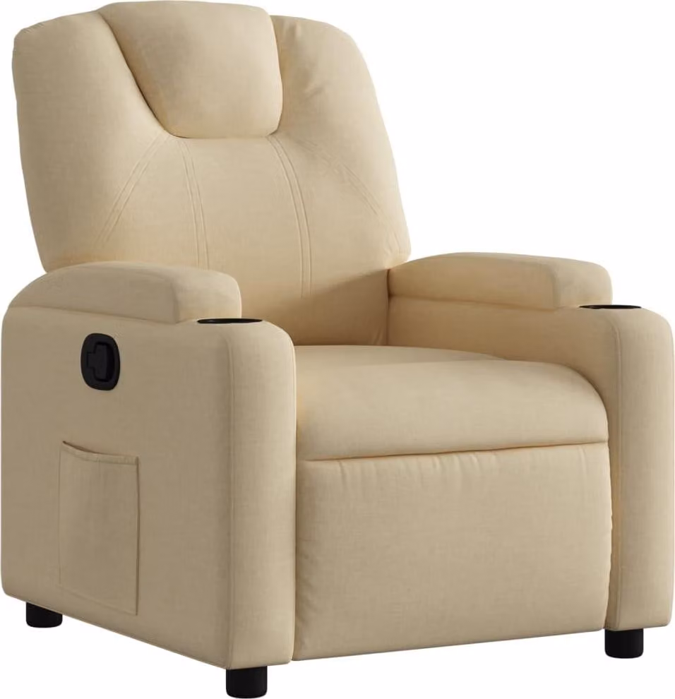 Poltrona reclinabile in tessuto color crema