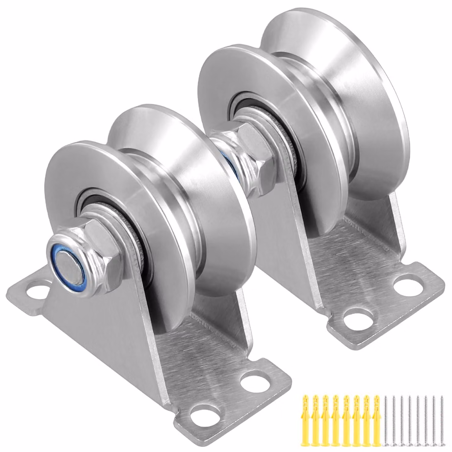 Confezione da 2 rulli per cavi da 48 mm con dado a V e cuscinetti a sfera, capacità di carico di 200 kg