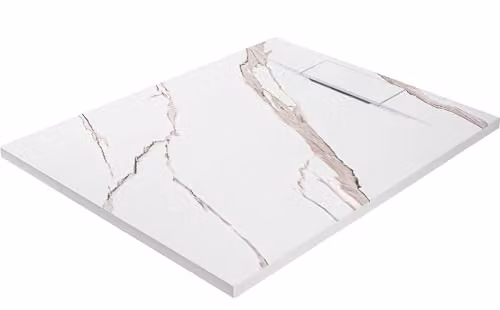 Rea - Piatto Doccia Bazalt Carrara White 80X100 cm Piatto Doccia In Composito Smc Per Bagno Piletta Doccia Inclusa (Bianco Imitazione Della Pietra)