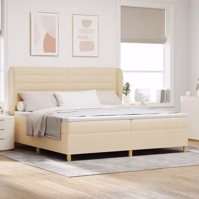 Letto ibrido con materasso a molle e schiuma vidaXL beige L/P/H: 200 x 200 x 28 cm