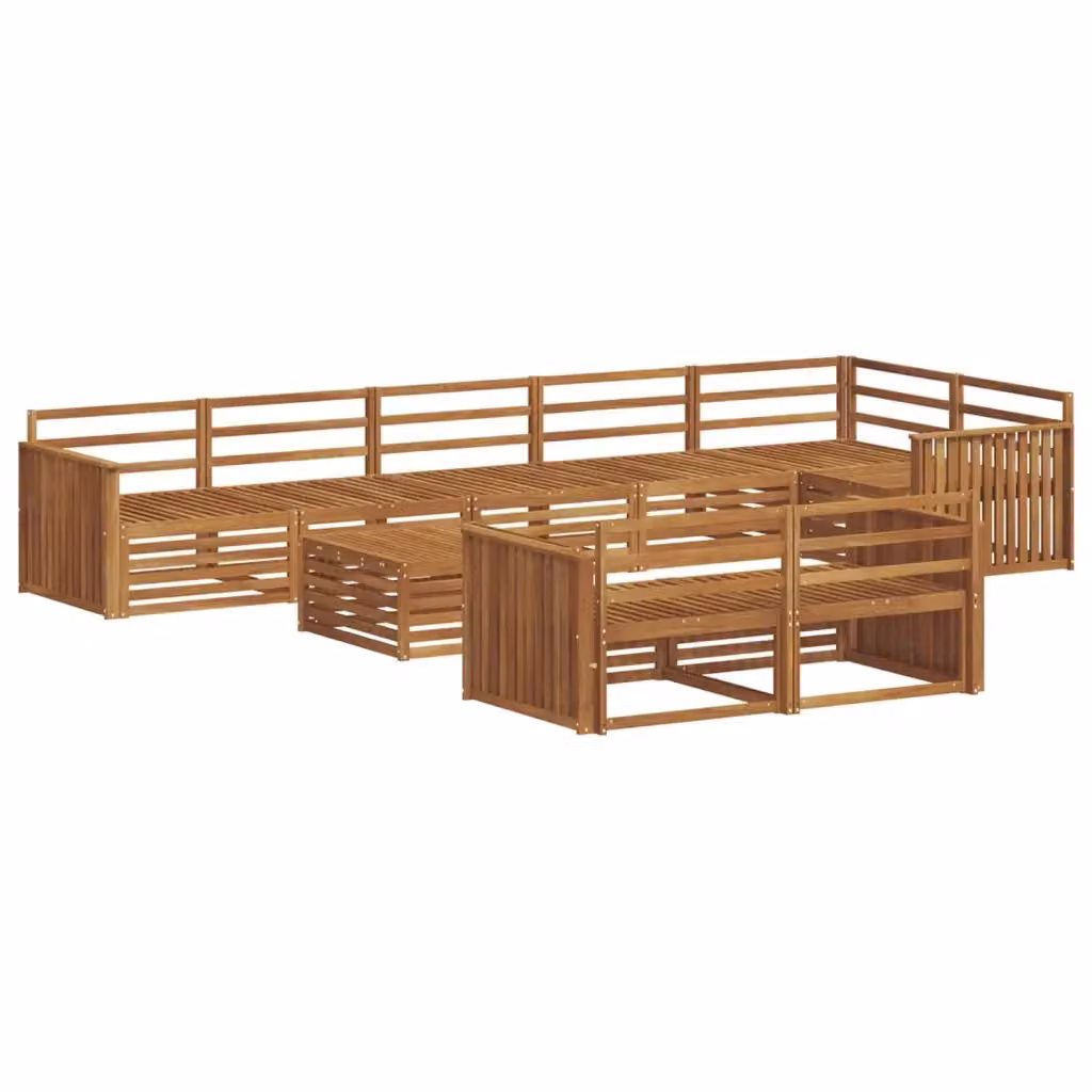 Set di divani da esterno a forma di U vidaXL in legno di acacia massello marrone con cuscini inclusi – 2