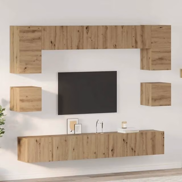 Set mobile TV 8 pz Rovere artigianale Legno ingegnerizzato 3393323