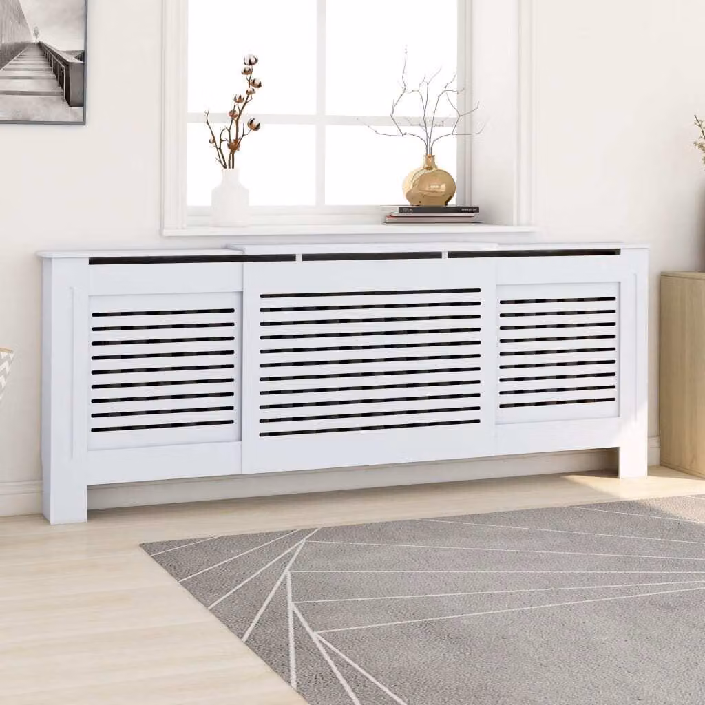 The Living Store Rivestimento per radiatori in MDF bianco 205 cm