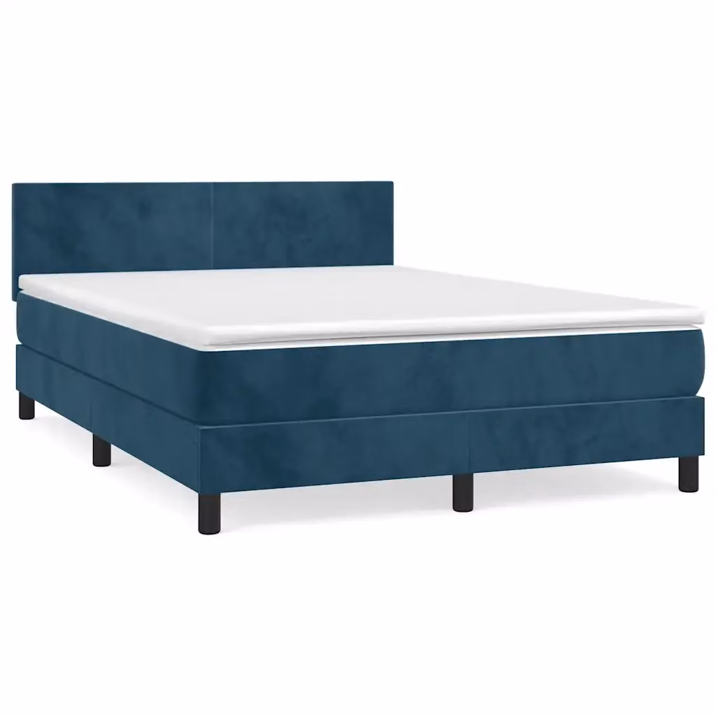 Letto Ibrido con Giroletto a Molle e Materasso vidaXL in Velluto Blu e Bianco L/P: 140 x 200 cm – 2
