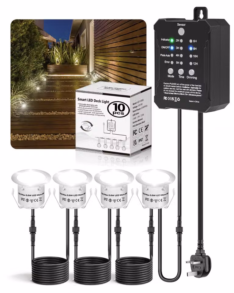 Set di 10 luci da esterno dimmerabili, grado di protezione IP67, luce bianca fredda, con trasformatore