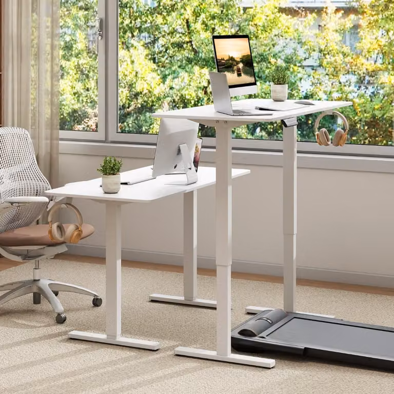 Scrivania elettrica ergonomica regolabile in altezza Costway, modello moderno con 3 memorie e protezione anti-collisione, Bianco