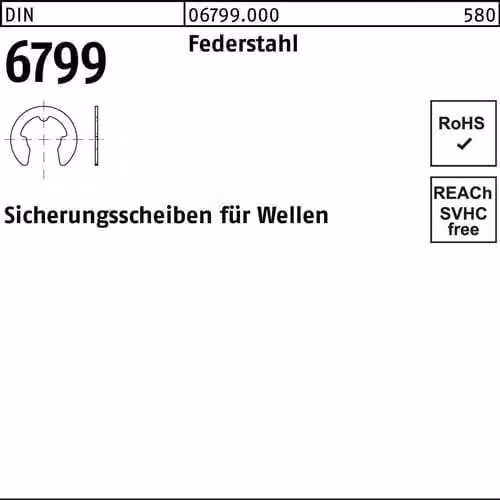 Rondelle di sicurezza Reyher DIN 6799 in acciaio per molle 8 067990009080000 (250 pezzi)