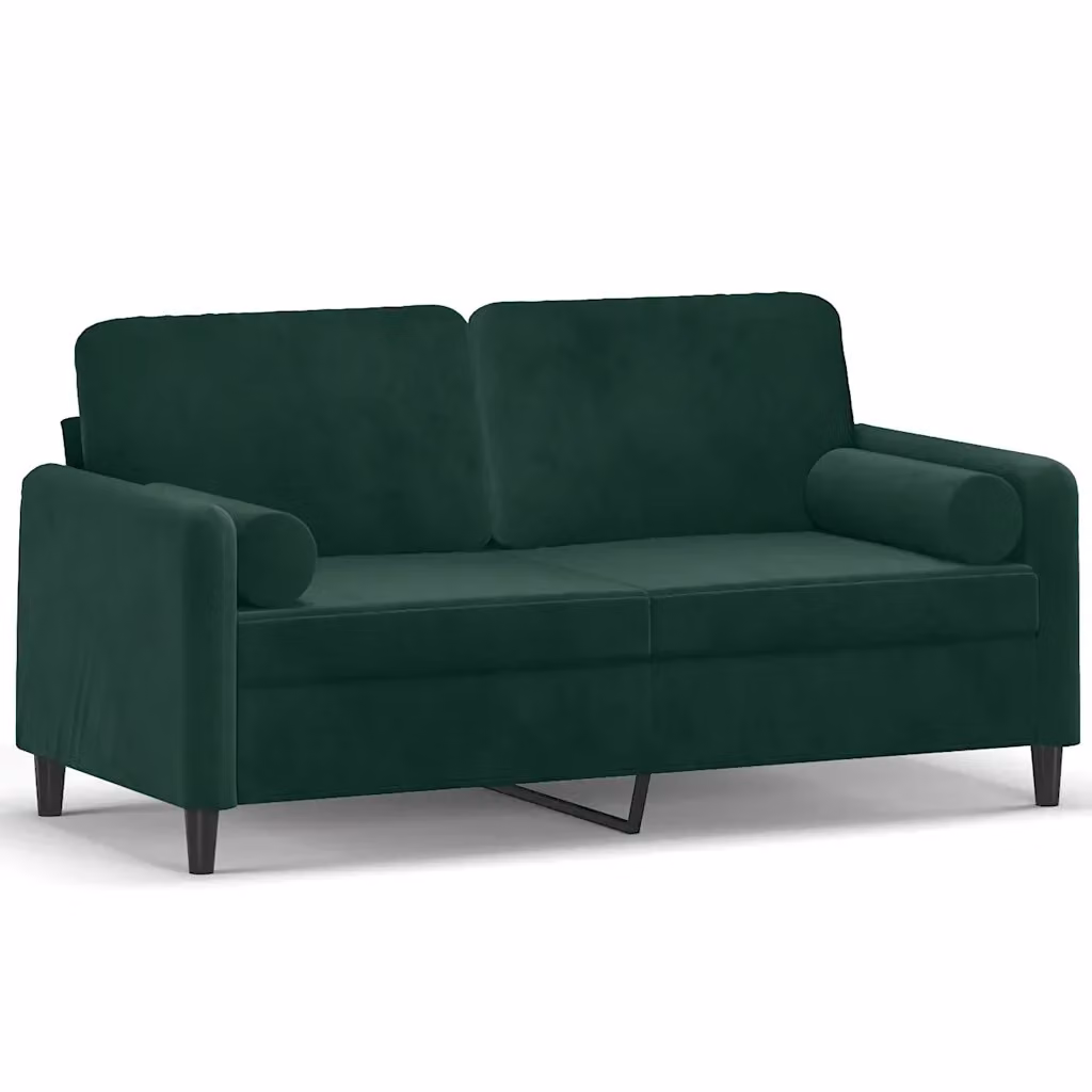 vidaXL Divano a 2 Posti Moderno in Velluto Verde con Cuscini e Coperture Rimovibili – 2