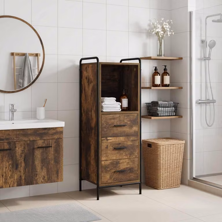 vidaXL Mobile da Bagno Rovere Fumo 40 x 36 x 109,5 cm