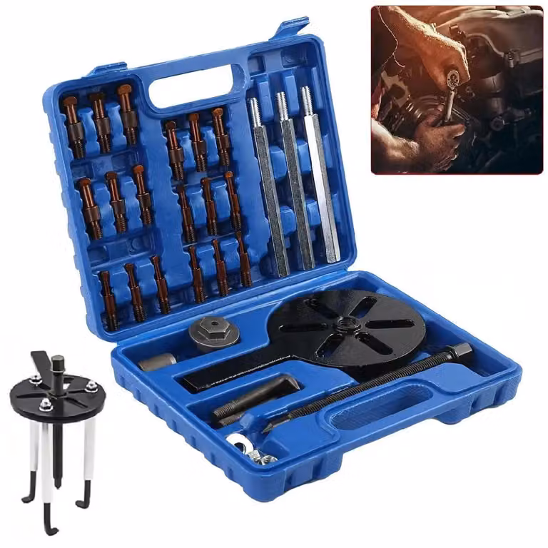 Set di estrattori per movimento centrale (34 pezzi) - Estrattore interno - Utensile specializzato - Adatto per fori ciechi e fori passanti - Include custodia per il trasporto