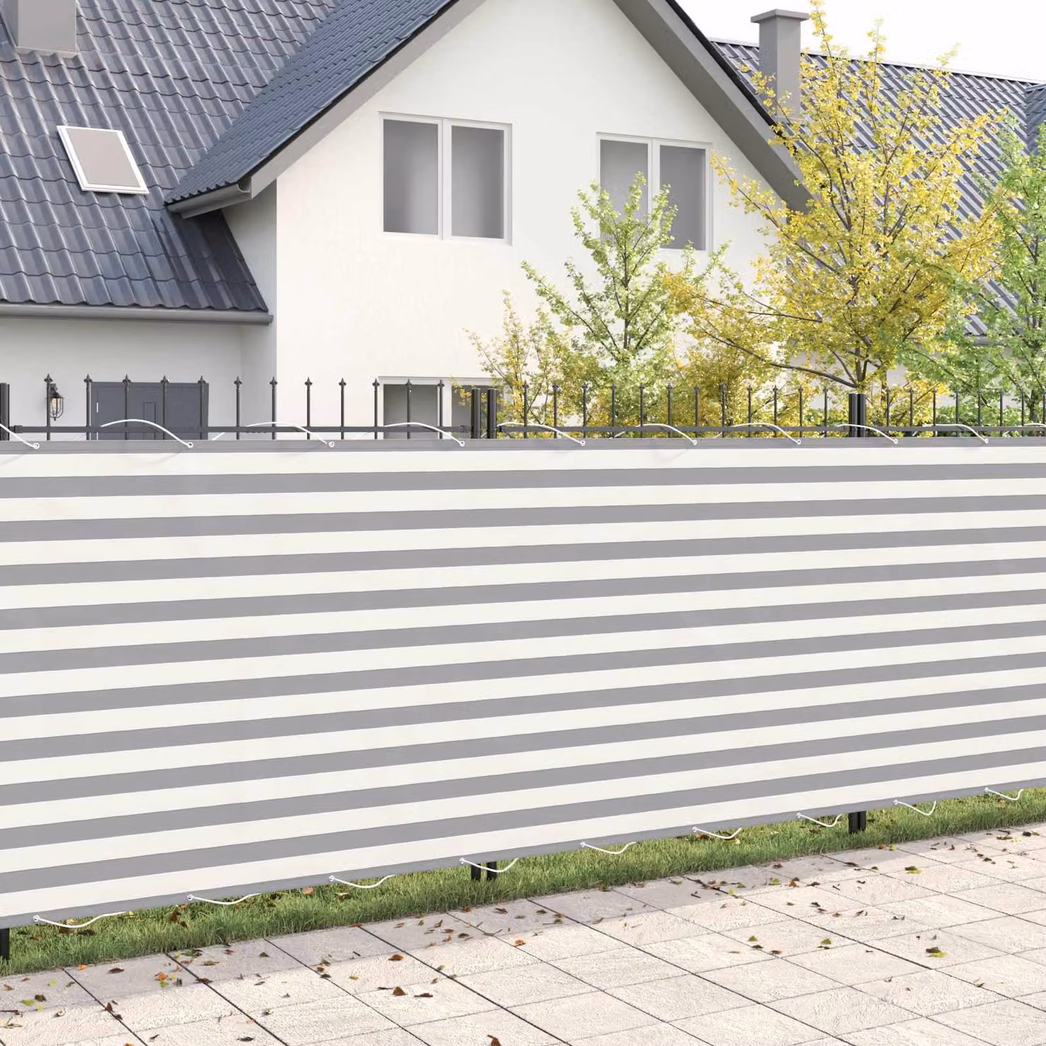 Schermo di privacy per balcone vidaXL in poliestere, grigio o bianco, L: 1000 cm, H: 180 cm